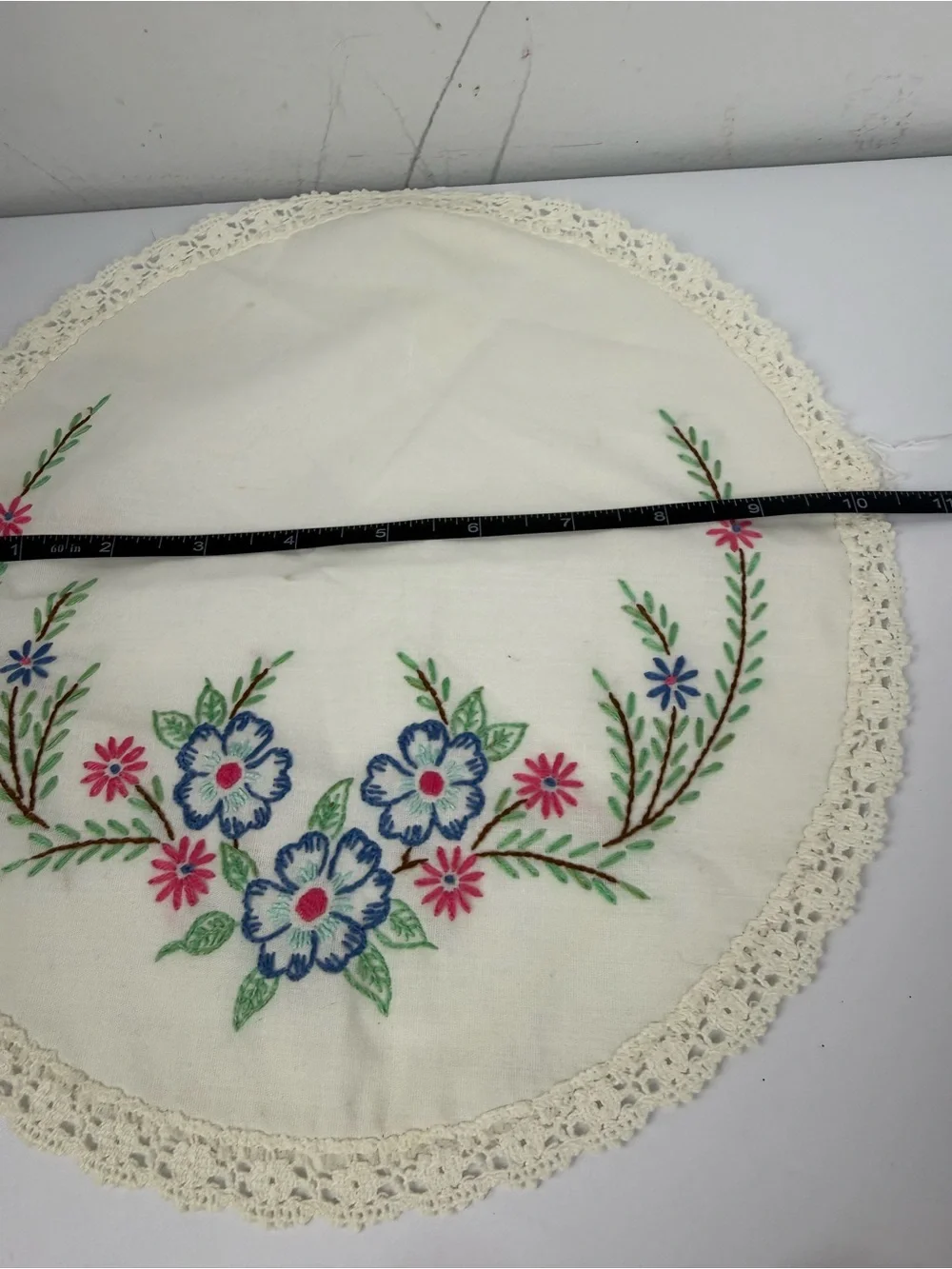 VTG Hand-Embroidered Dress Scarf and Doily Floral Butterfly SEE ALL.